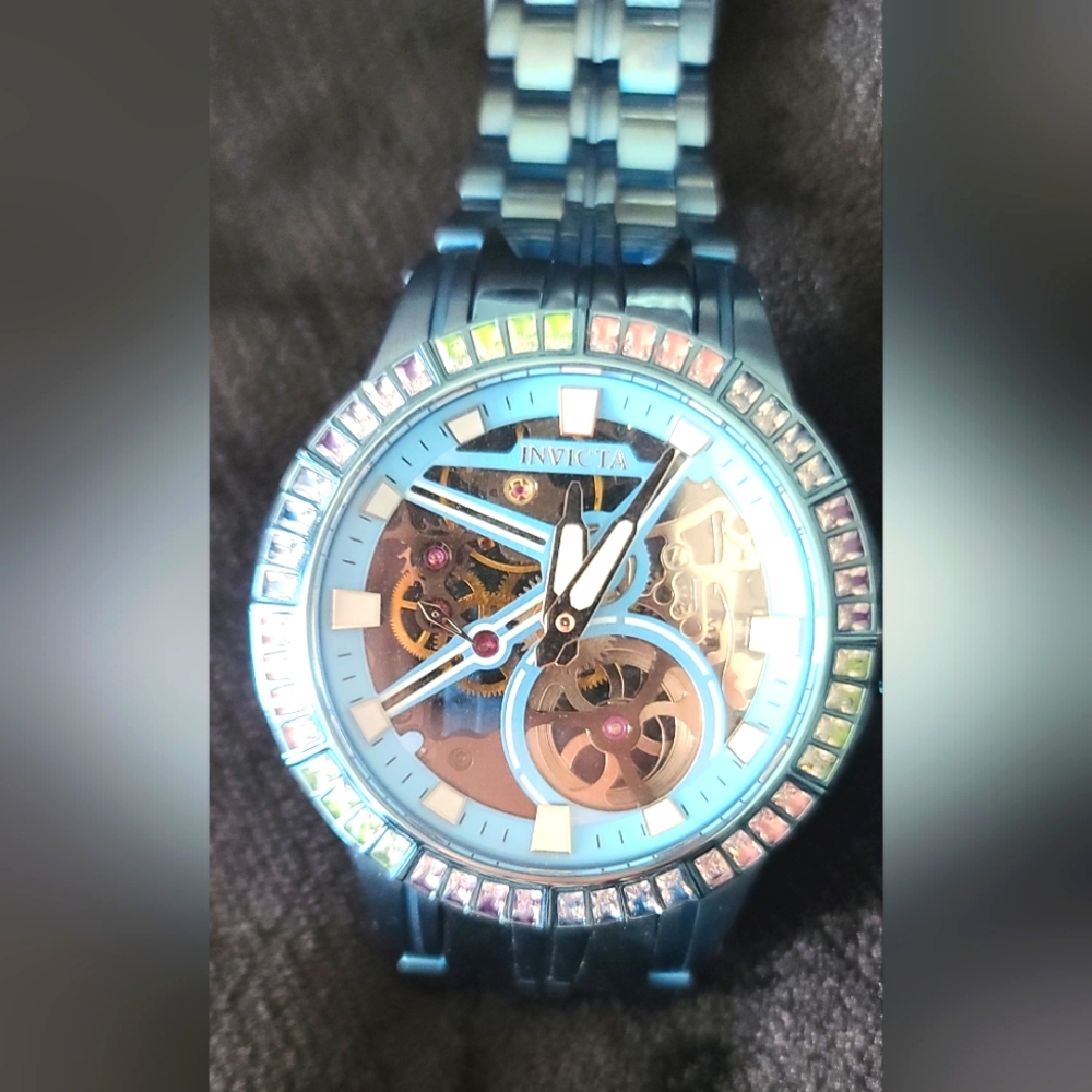 INVICTA #40122 50mm Objet D'Arte Mechanical Men's Watch - Ice Blue